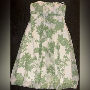 David's Bridal Ivory Dress with Green Details